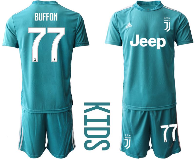 Youth 2020-2021 club Juventus lake blue goalkeeper #77 Soccer Jerseys